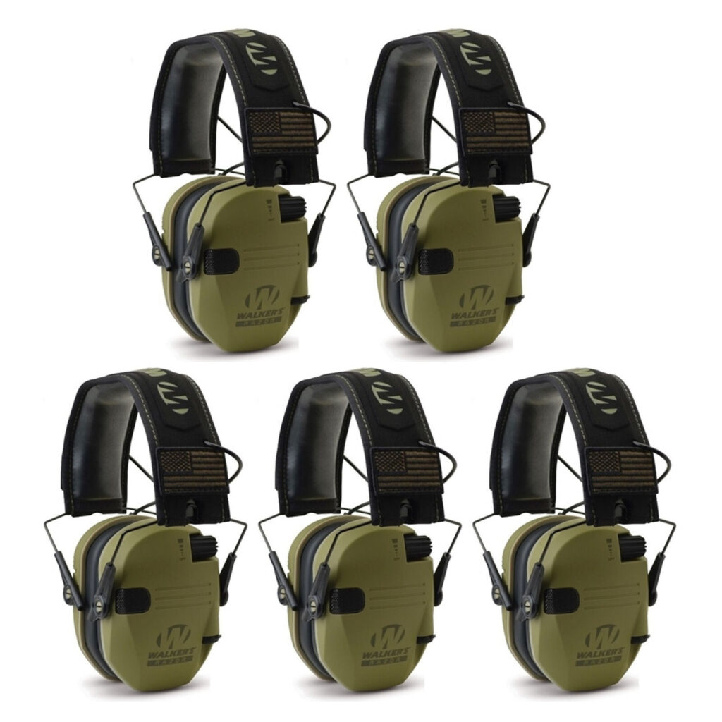 Walker's Razor Slim Electronic Shooting Muffs 5-Pack, OD Green - American Flag