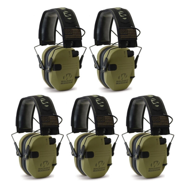 Walker's Razor Slim Electronic Shooting Muffs 5-Pack, OD Green - American Flag